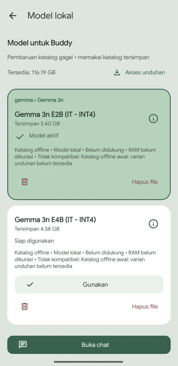 Tampilan aplikasi Ramu: Pilih model